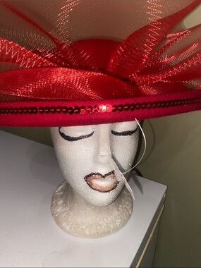 NWT Pretty Red Dress Hat / Church Hat by J C Penny